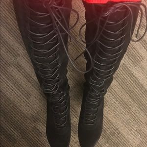 Stuart Weitzman knee length tie up boots